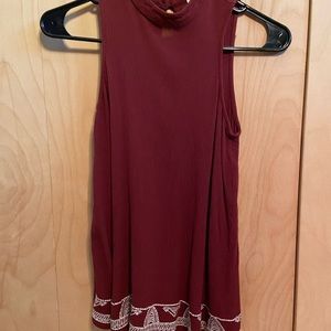 High collared maroon tank top